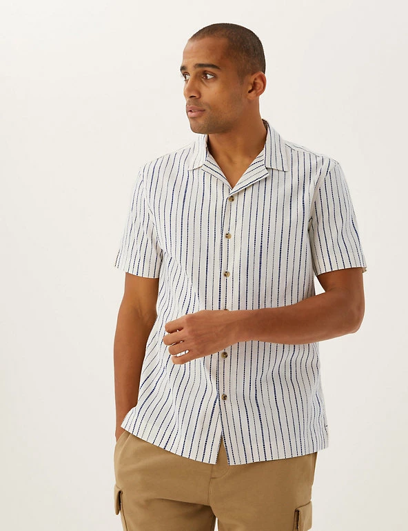M&S Collection Casual Shirts Pure Cotton Striped Shirt 1 M&S Collection Casual Shirts Pure Cotton Striped Shirt