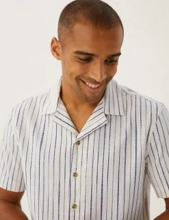 M&S Collection Casual Shirts Pure Cotton Striped Shirt 6 M&S Collection Casual Shirts Pure Cotton Striped Shirt -New In Mens Store SD 03 T25 3805M E4 X EC 1