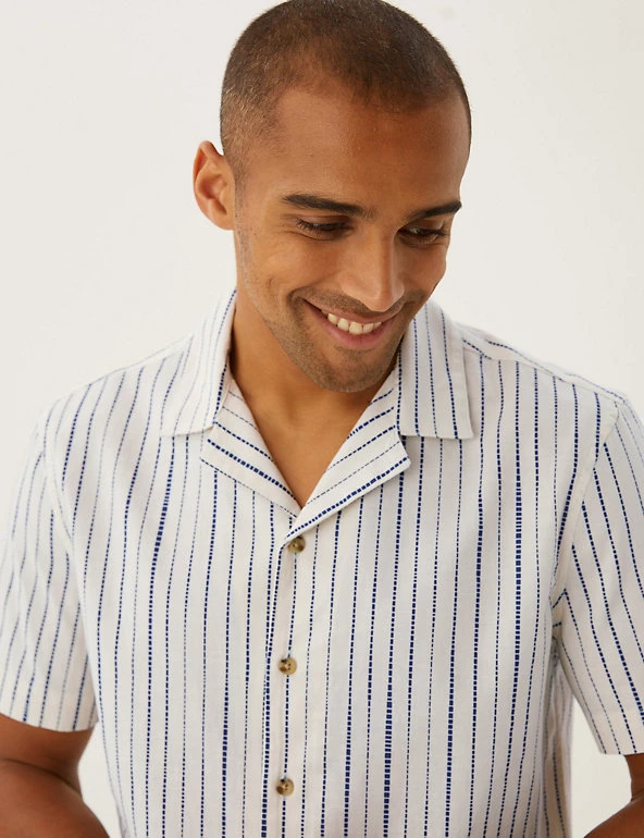 M&S Collection Casual Shirts Pure Cotton Striped Shirt 3 M&S Collection Casual Shirts Pure Cotton Striped Shirt - Image 3