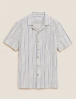 M&S Collection Casual Shirts Pure Cotton Striped Shirt 5 M&S Collection Casual Shirts Pure Cotton Striped Shirt -New In Mens Store SD 03 T25 3805M E4 X EC 90