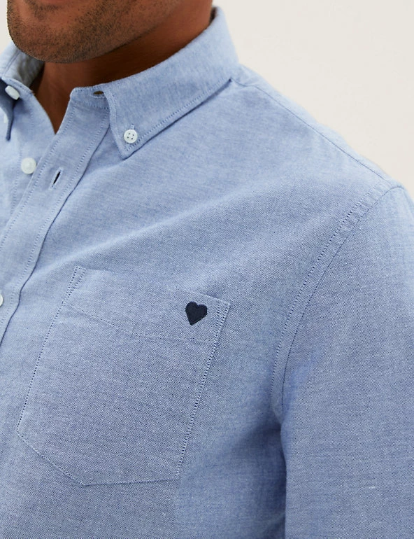 M&S Collection Casual Shirts Pure Cotton Heart Graphic Oxford Shirt 5 M&S Collection Casual Shirts Pure Cotton Heart Graphic Oxford Shirt - Image 5