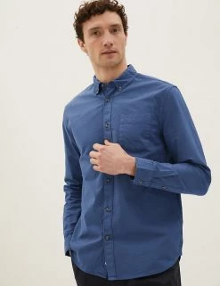 M&S Collection Casual Shirts Pure Cotton Oxford Shirt -New In Mens Store SD 03 T25 3916M BE X EC 1