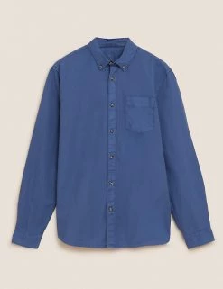 M&S Collection Casual Shirts Pure Cotton Oxford Shirt -New In Mens Store SD 03 T25 3916M BE X EC 90