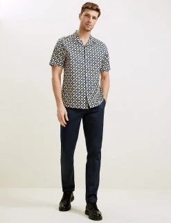 Autograph Casual Shirts Cotton Tencel Geometric Print Shirt