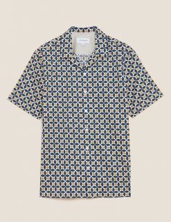 Autograph Casual Shirts Cotton Tencel Geometric Print Shirt -New In Mens Store SD 03 T25 4527A E4 X EC 90
