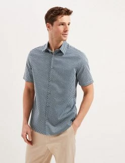 Autograph Casual Shirts Cotton Tencel Geometric Print Shirt