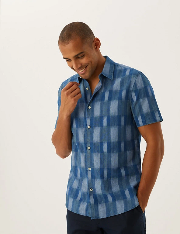 M&S Collection Casual Shirts Pure Cotton Ikat Shirt 1 M&S Collection Casual Shirts Pure Cotton Ikat Shirt