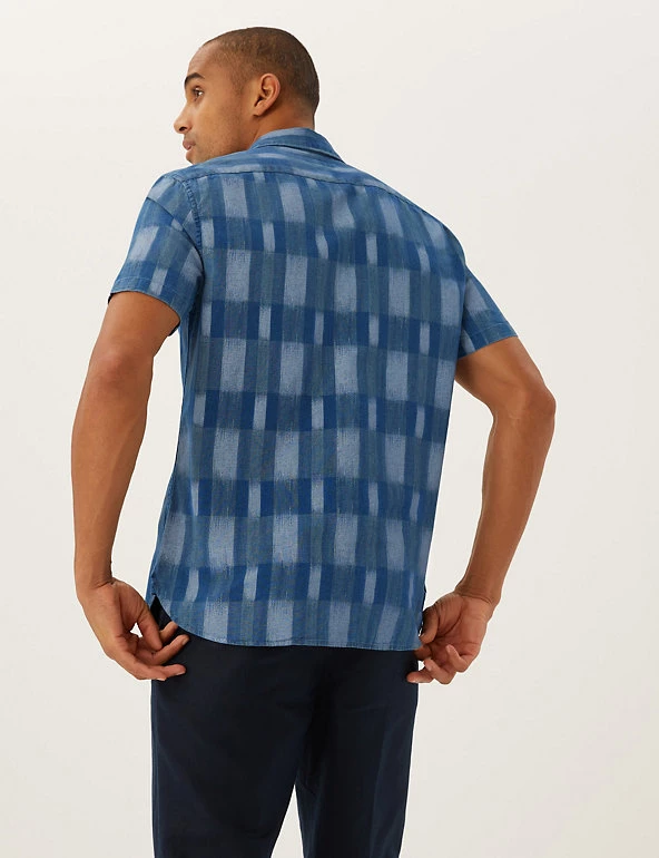M&S Collection Casual Shirts Pure Cotton Ikat Shirt 4 M&S Collection Casual Shirts Pure Cotton Ikat Shirt - Image 4