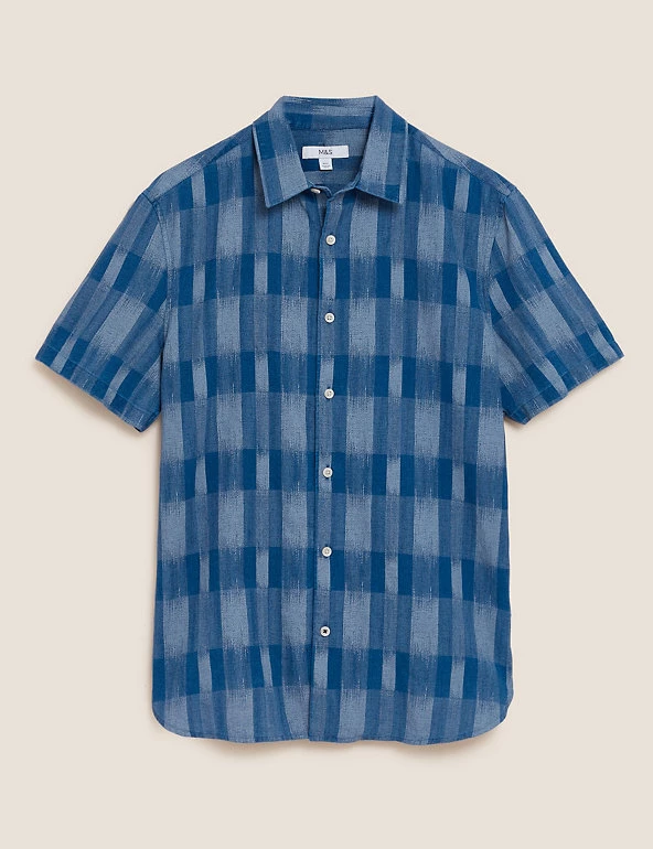 M&S Collection Casual Shirts Pure Cotton Ikat Shirt 2 M&S Collection Casual Shirts Pure Cotton Ikat Shirt - Image 2