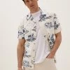 M&S Collection Casual Shirts Linen Blend Hawaiian Shirt