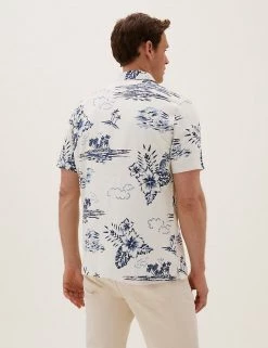 M&S Collection Casual Shirts Linen Blend Hawaiian Shirt -New In Mens Store SD 03 T25 5219M NB X EC 2