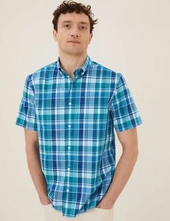 M&S Collection Casual Shirts Pure Cotton Check Shirt