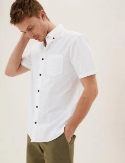 M&S Collection Casual Shirts Pure Cotton Check Shirt