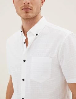 M&S Collection Casual Shirts Pure Cotton Check Shirt -New In Mens Store SD 03 T25 6102M Z0 X EC 2