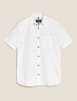 M&S Collection Casual Shirts Pure Cotton Check Shirt -New In Mens Store SD 03 T25 6102M Z0 X EC 90