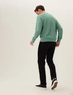 M&S Collection Men's Hoodies & Sweatshirts Pure Cotton Raglan Crew Neck Sweatshirt -New In Mens Store SD 03 T28 1032M J1 X EC 2