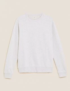 M&S Collection Men's Hoodies & Sweatshirts Pure Cotton Raglan Crew Neck Sweatshirt -New In Mens Store SD 03 T28 1032M NB X EC 90