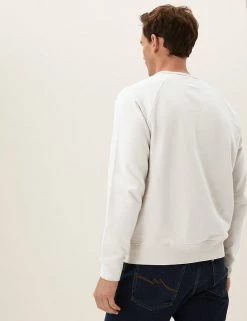 M&S Collection Men's Hoodies & Sweatshirts Pure Cotton Raglan Crew Neck Sweatshirt -New In Mens Store SD 03 T28 1032M NU X EC 3