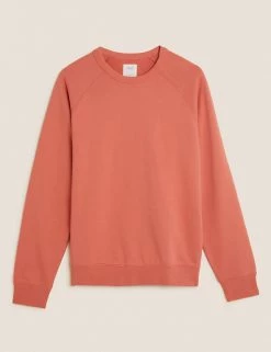 M&S Collection Men's Hoodies & Sweatshirts Pure Cotton Raglan Crew Neck Sweatshirt -New In Mens Store SD 03 T28 1032M P0 X EC 90