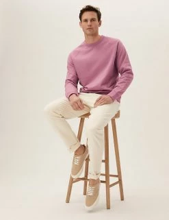 M&S Collection Men's Hoodies & Sweatshirts Pure Cotton Raglan Crew Neck Sweatshirt -New In Mens Store SD 03 T28 1032M Q2 X EC 1