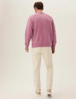 M&S Collection Men's Hoodies & Sweatshirts Pure Cotton Raglan Crew Neck Sweatshirt -New In Mens Store SD 03 T28 1032M Q2 X EC 3