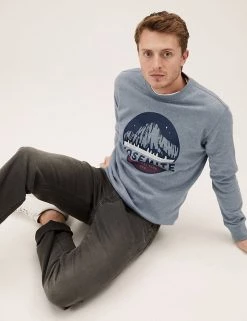 M&S Collection Men's Hoodies & Sweatshirts Pure Cotton Yosemite Graphic Sweatshirt