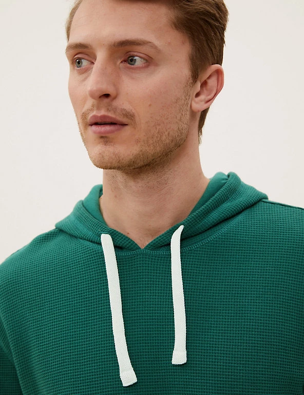 M&S Collection Men's Hoodies & Sweatshirts Pure Cotton Textured Hoodie 3 M&S Collection Men's Hoodies & Sweatshirts Pure Cotton Textured Hoodie - Image 3