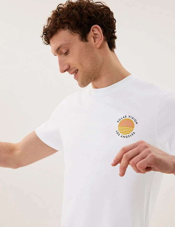 M&S Collection Men's T-shirts Pure Cotton Solar Graphic T-Shirt 1 M&S Collection Men's T-shirts Pure Cotton Solar Graphic T-Shirt