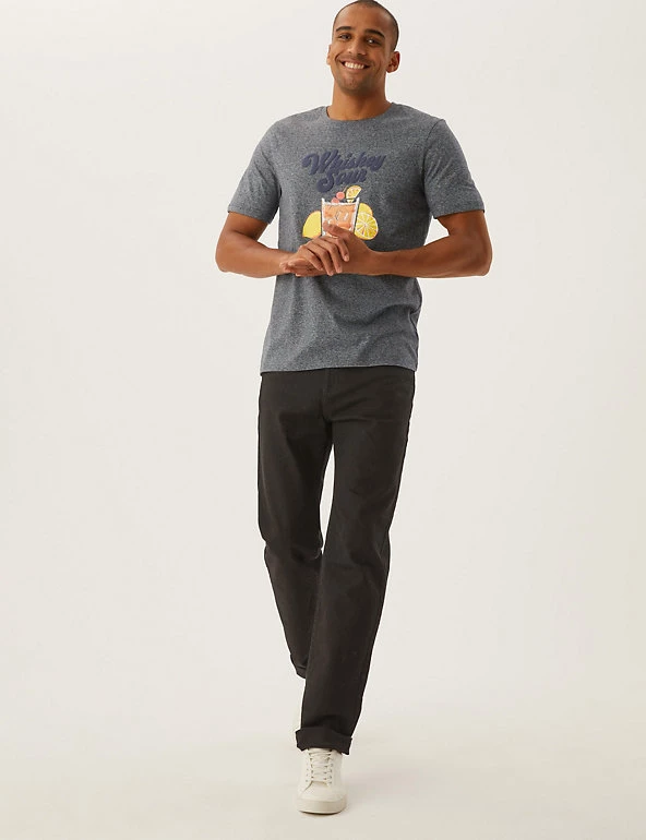 M&S Collection Men's T-shirts Pure Cotton Whiskey Sour Graphic T-Shirt 1 M&S Collection Men's T-shirts Pure Cotton Whiskey Sour Graphic T-Shirt
