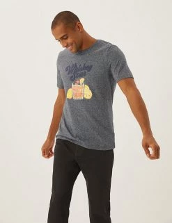 M&S Collection Men's T-shirts Pure Cotton Whiskey Sour Graphic T-Shirt 7 M&S Collection Men's T-shirts Pure Cotton Whiskey Sour Graphic T-Shirt -New In Mens Store SD 03 T28 1935M T0 X EC 1