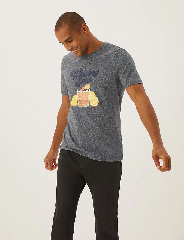 M&S Collection Men's T-shirts Pure Cotton Whiskey Sour Graphic T-Shirt 3 M&S Collection Men's T-shirts Pure Cotton Whiskey Sour Graphic T-Shirt - Image 3