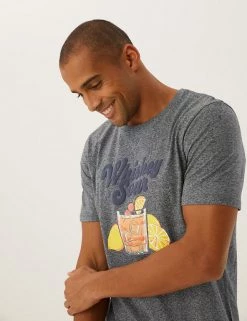 M&S Collection Men's T-shirts Pure Cotton Whiskey Sour Graphic T-Shirt 9 M&S Collection Men's T-shirts Pure Cotton Whiskey Sour Graphic T-Shirt -New In Mens Store SD 03 T28 1935M T0 X EC 3