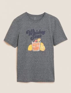 M&S Collection Men's T-shirts Pure Cotton Whiskey Sour Graphic T-Shirt 6 M&S Collection Men's T-shirts Pure Cotton Whiskey Sour Graphic T-Shirt -New In Mens Store SD 03 T28 1935M T0 X EC 90