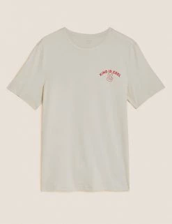 M&S Collection Men's T-shirts Pure Cotton Kind Is Cool Graphic T-Shirt -New In Mens Store SD 03 T28 1980M NZ X EC 90