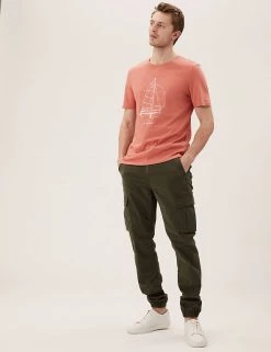 M&S Collection Men's T-shirts Pure Cotton Boat Graphic T-Shirt