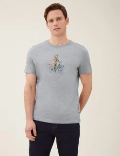 M&S Collection Men's T-shirts Pure Cotton Dog On Bike Graphic T-Shirt