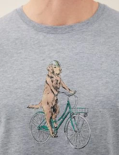 M&S Collection Men's T-shirts Pure Cotton Dog On Bike Graphic T-Shirt -New In Mens Store SD 03 T28 1982M T0 X EC 1