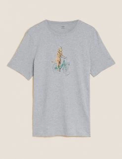 M&S Collection Men's T-shirts Pure Cotton Dog On Bike Graphic T-Shirt -New In Mens Store SD 03 T28 1982M T0 X EC 90