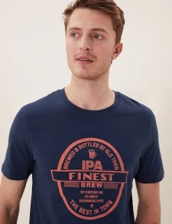 M&S Collection Men's T-shirts Pure Cotton IPA Graphic T-Shirt -New In Mens Store SD 03 T28 1983M F3 X EC 1