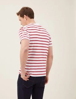 M&S Collection Men's T-shirts Pure Cotton Striped Heavy Weight T-Shirt -New In Mens Store SD 03 T28 1985M B0 X EC 2