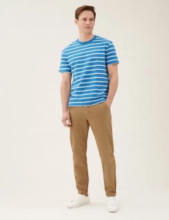 M&S Collection Men's T-shirts Pure Cotton Striped Heavy Weight T-Shirt -New In Mens Store SD 03 T28 1985M OT X EC 1