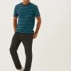 M&S Collection Men's T-shirts Pure Cotton Striped Heavy Weight T-Shirt