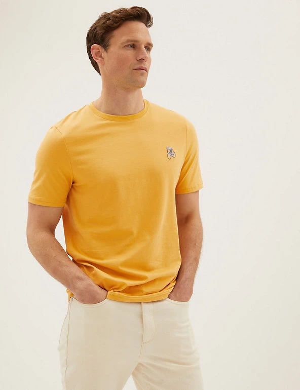 M&S Collection Men's T-shirts Pure Cotton Bike Graphic T-Shirt 1 M&S Collection Men's T-shirts Pure Cotton Bike Graphic T-Shirt
