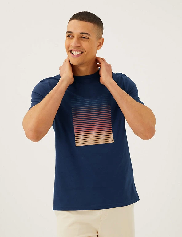 M&S Collection Men's Polo Shirts Pure Cotton Crew Neck T-Shirt 1 M&S Collection Men's Polo Shirts Pure Cotton Crew Neck T-Shirt