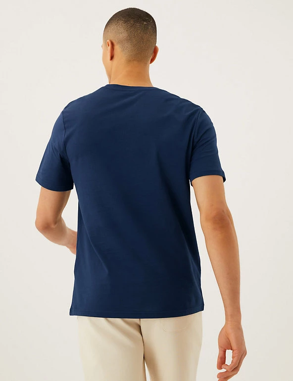 M&S Collection Men's Polo Shirts Pure Cotton Crew Neck T-Shirt 4 M&S Collection Men's Polo Shirts Pure Cotton Crew Neck T-Shirt - Image 4