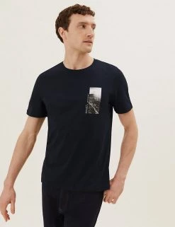 M&S Collection Tops, T-Shirts & Polos Pure Cotton Tokyo Print T-Shirt -New In Mens Store SD 03 T28 1998M Y0 X EC 1