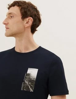 M&S Collection Tops, T-Shirts & Polos Pure Cotton Tokyo Print T-Shirt -New In Mens Store SD 03 T28 1998M Y0 X EC 3