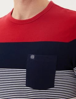 M&S Collection Men's T-shirts Pure Cotton Crew Neck Colour Block T-Shirt -New In Mens Store SD 03 T28 2885M B0 X EC 1