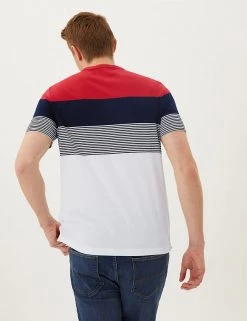 M&S Collection Men's T-shirts Pure Cotton Crew Neck Colour Block T-Shirt -New In Mens Store SD 03 T28 2885M B0 X EC 2