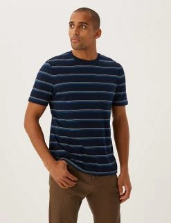 M&S Collection Men's T-shirts Pure Cotton Striped Crew Neck T-Shirt 16 M&S Collection Men's T-shirts Pure Cotton Striped Crew Neck T-Shirt -New In Mens Store SD 03 T28 2888M F3 X EC 2